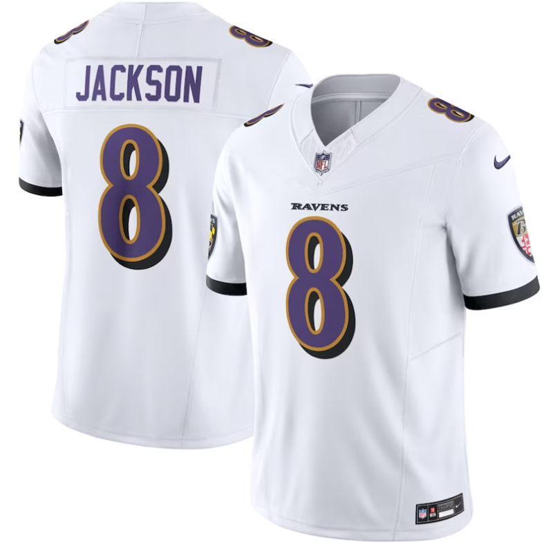 Nike Ravens 8 Lamar Jackson White Vapor F.U.S.E. Limited Jersey