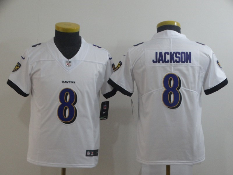 Nike Ravens 8 Lamar Jackson White Youth Vapor Untouchable Limited Jersey