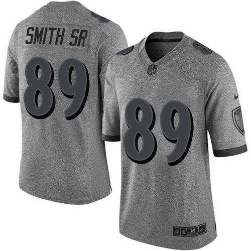  Ravens 89 Steve Smith Sr Gray Men Stitched NFL Limited Gridiron Gray Jersey