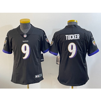 Nike Ravens 9 Justin Tucker Black Vapor Limited Women Jersey
