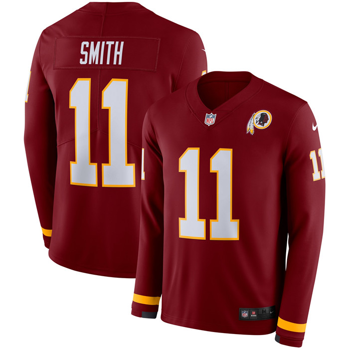  Redskins 11 Alex Smith Burgundy Therma Long Sleeve Jersey