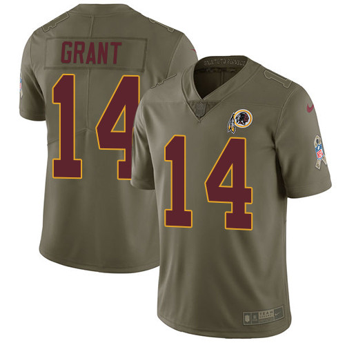  Redskins 14 Ryan Grant Olive Salute To Service Limited Jersey