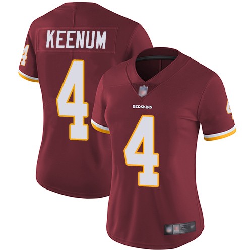 Nike Redskins 4 Case Keenum Burgundy Women Vapor Untouchable Limited Jersey