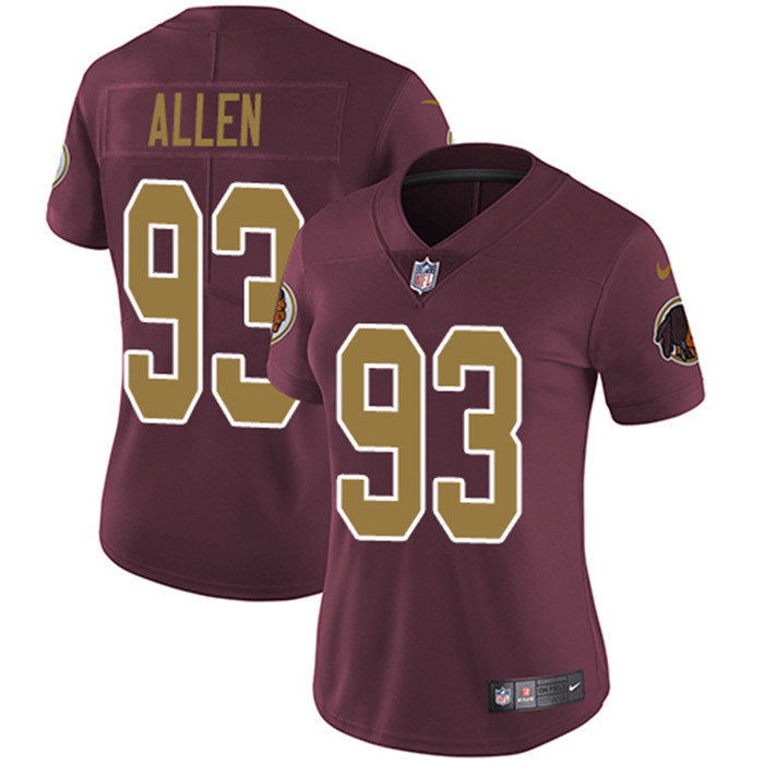  Redskins 93 Jonathan Allen Burgundy Red Alternate Women Vapor Untouchable Limited Jersey