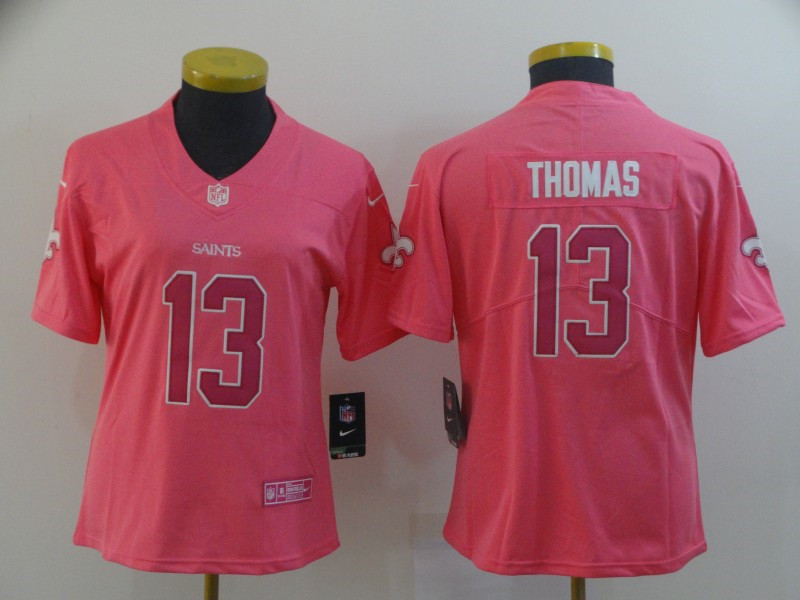 Nike Saints 13 Michael Thomas Pink Women Rush Fashion Limited Jersey