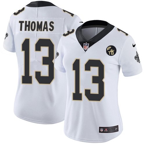  Saints 13 Michael Thomas White Women With Tom Benson Patch Vapor Untouchable Limited Jersey