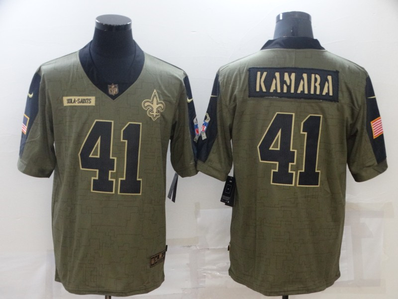 Nike Saints 14 Alvin Kamara Olive 2021 Salute To Service Limited Jersey