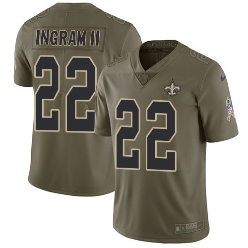  Saints 22 Mark Ingram II Olive Salute To Service Limited Jersey