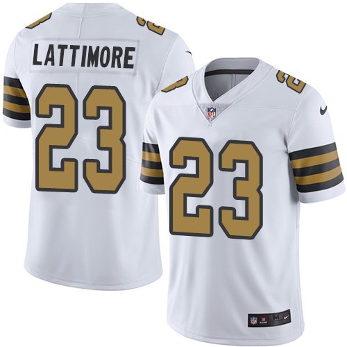  Saints 23 Marshon Lattimore White Color Rush Limited Jersey