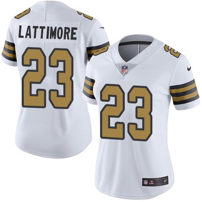  Saints 23 Marshon Lattimore White Women Color Rush Limited Jersey