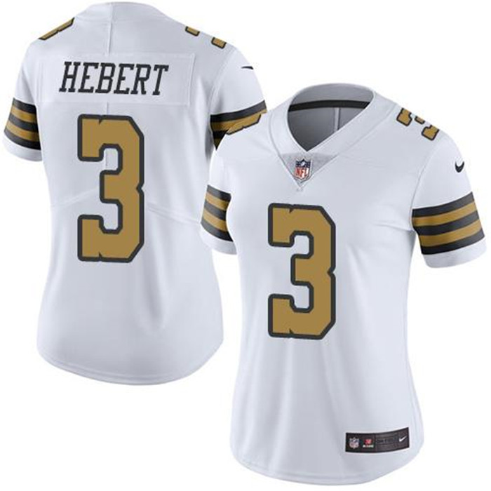  Saints 3 Bobby Hebert White Women Color Rush Limited Jersey