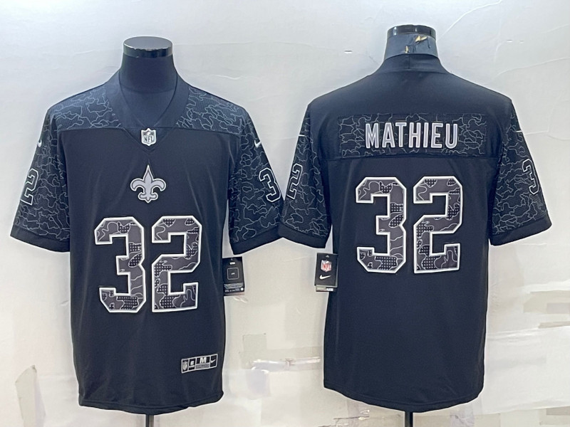 Nike Saints 33 Tyrann Mathieu Black RFLCTV Limited Jersey