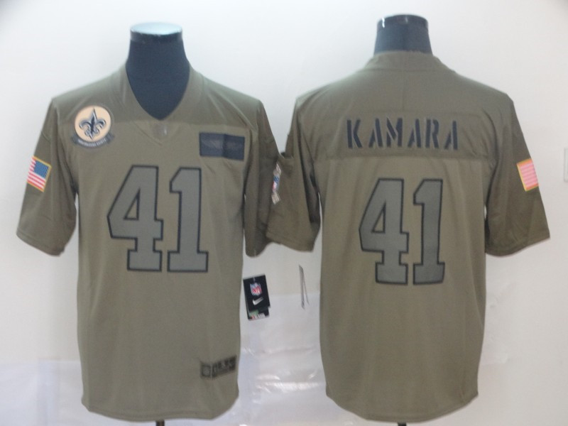 Nike Saints 41 Alvin Kamara 2019 Olive Salute To Service Limited Jersey