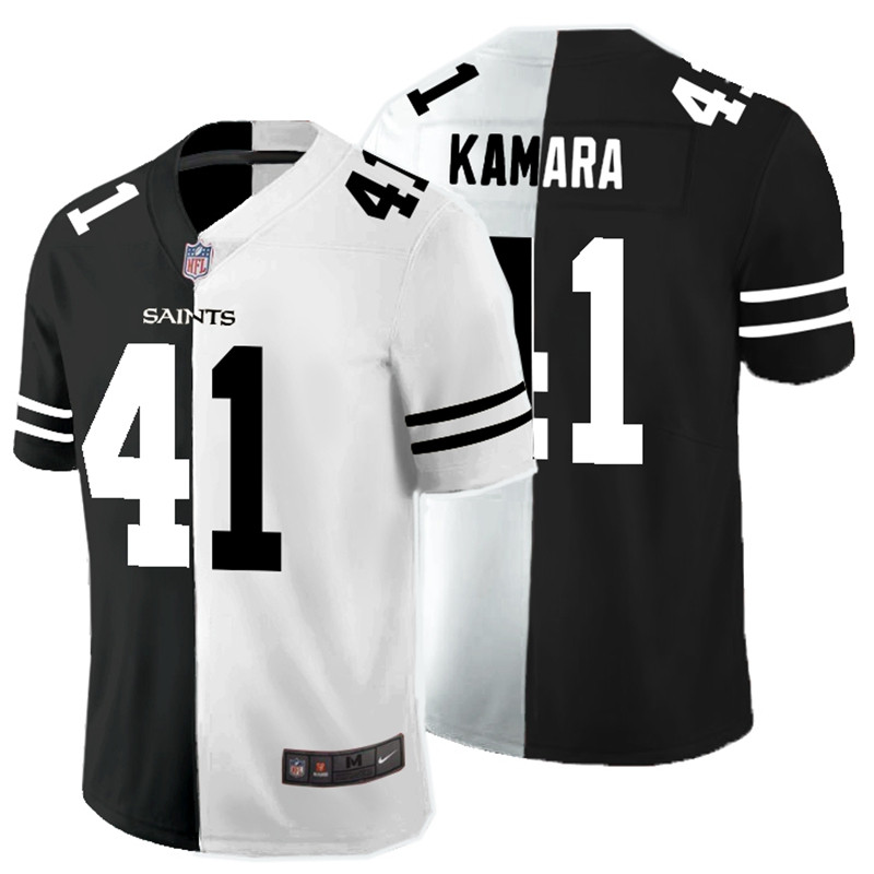 Nike Saints 41 Alvin Kamara Black And White Split Vapor Untouchable Limited Jersey