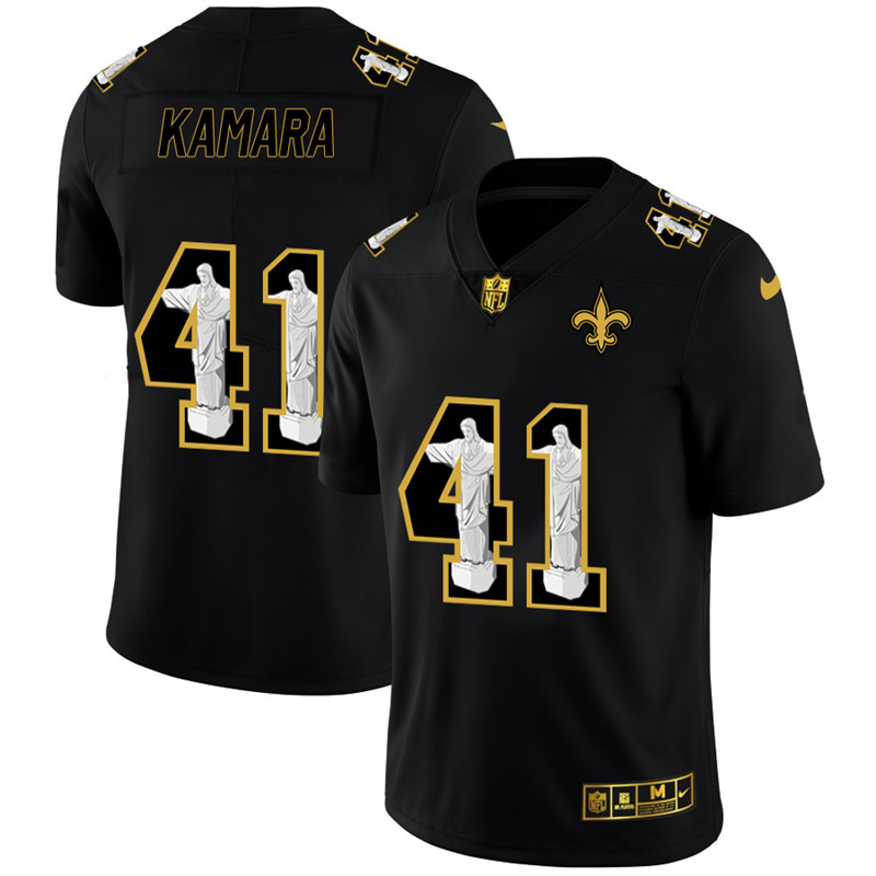 Nike Saints 41 Alvin Kamara Black Jesus Faith Edition Limited Jersey