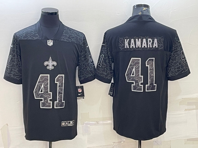 Nike Saints 41 Alvin Kamara Black RFLCTV Limited Jersey