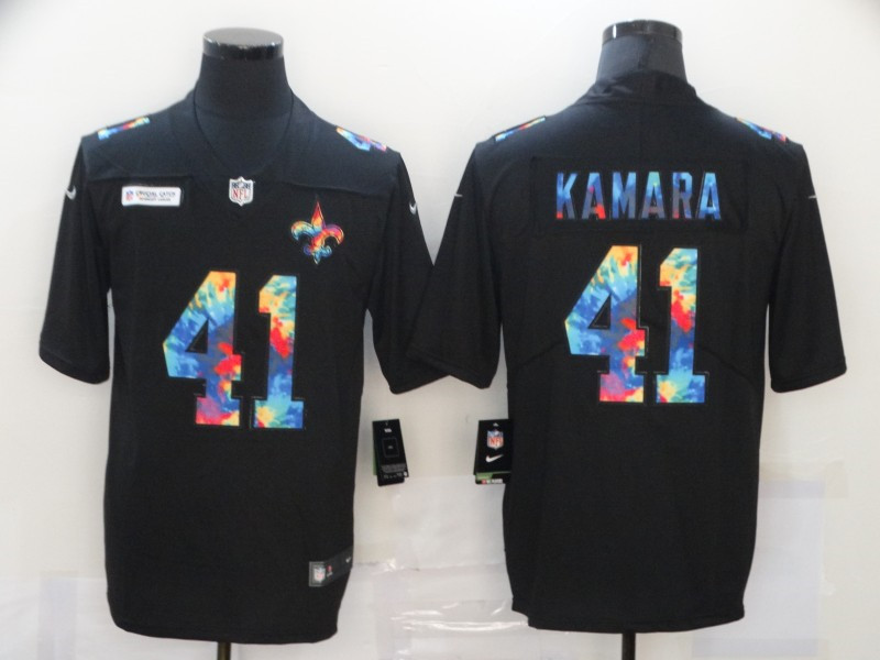 Nike Saints 41 Alvin Kamara Black Vapor Untouchable Rainbow Limited Jersey