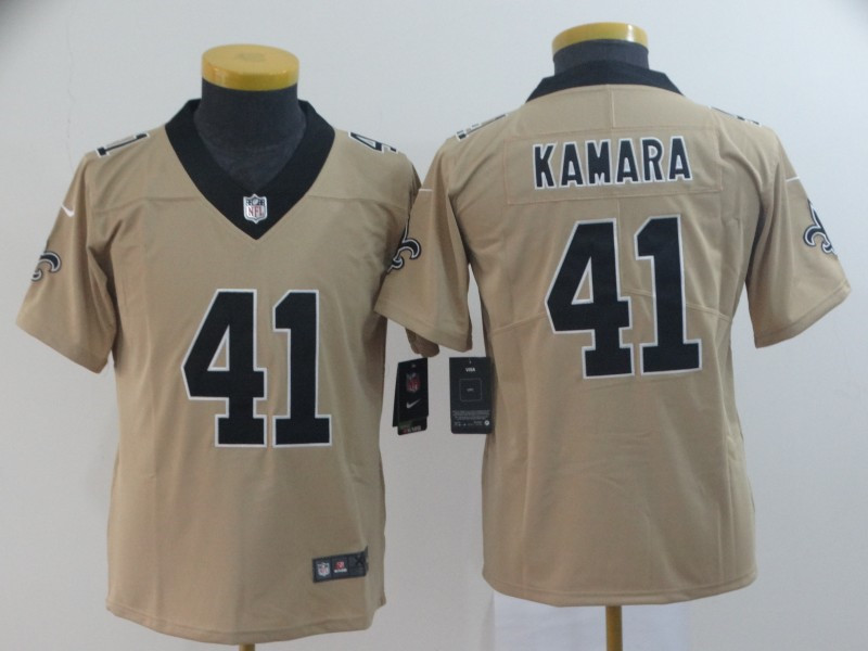 Nike Saints 41 Alvin Kamara Cream Youth Inverted Legend Limited Jersey