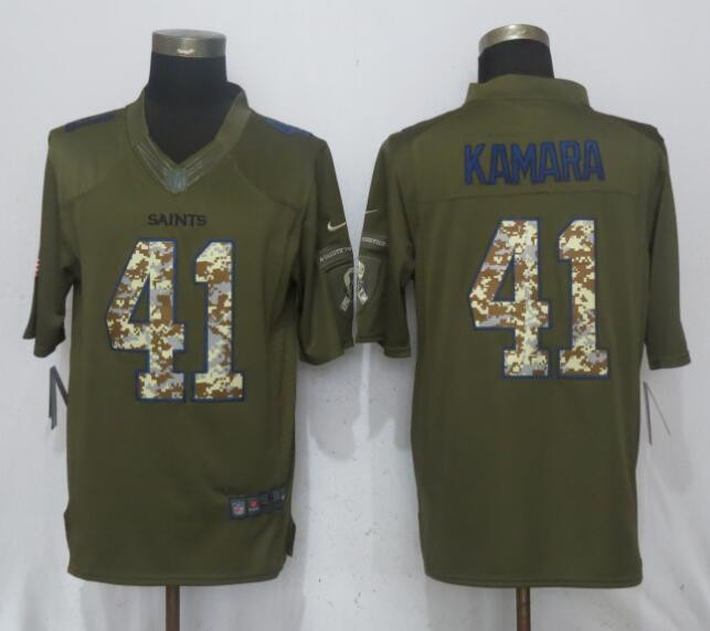  Saints 41 Alvin Kamara Green Salute To Service Limited Jersey