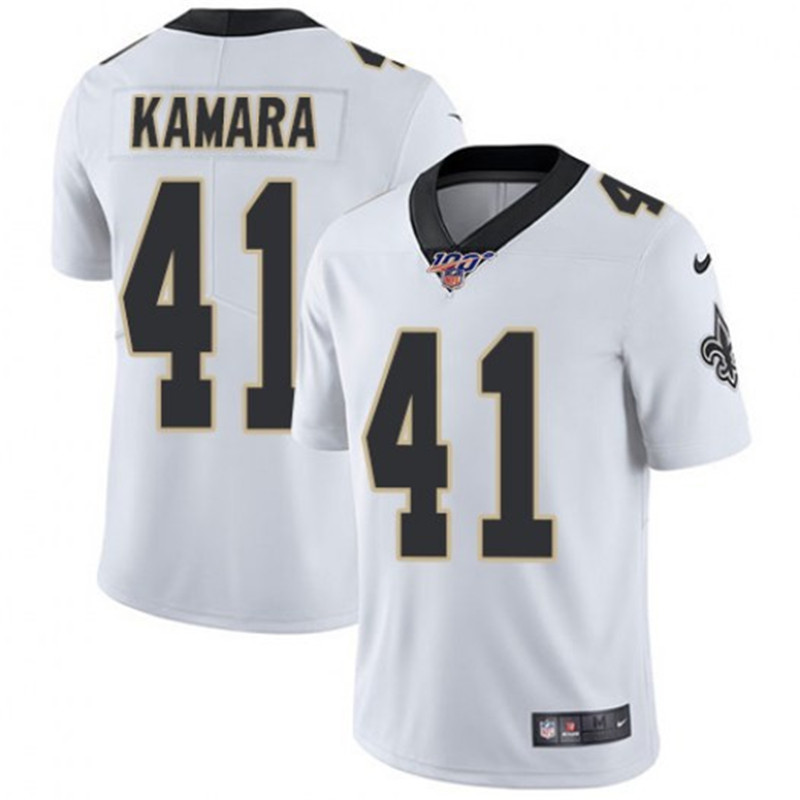 Nike Saints 41 Alvin Kamara White 100th Season Vapor Untouchable Limited Jersey