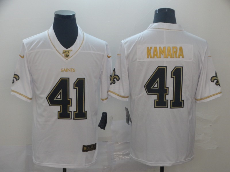 Nike Saints 41 Alvin Kamara White Gold Vapor Untouchable Limited Jersey