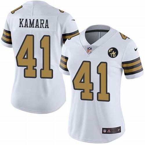  Saints 41 Alvin Kamara White Women With Tom Benson Patch Color Rush Limited Jersey