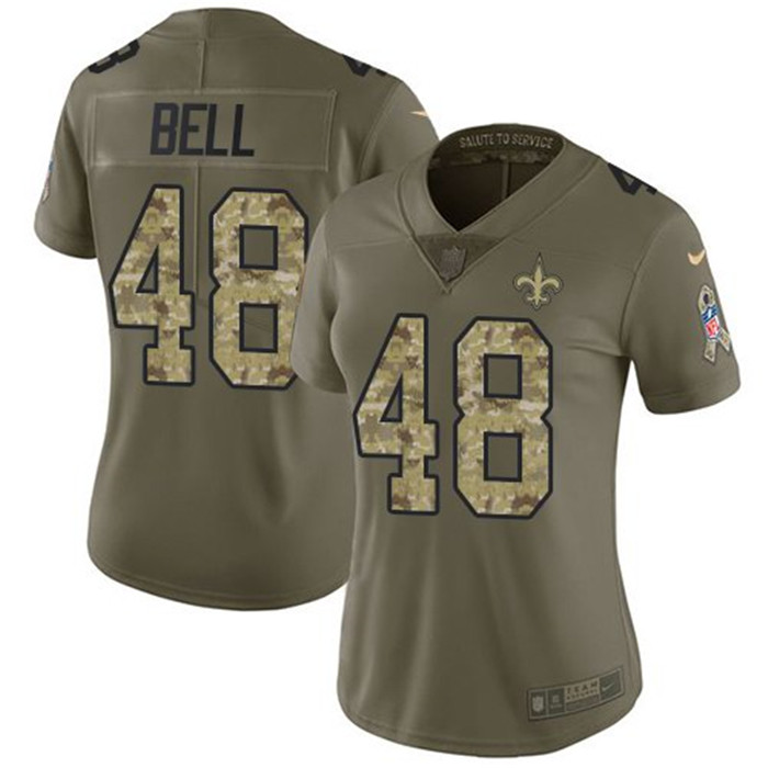  Saints 48 Vonn Bell Olive Camo Women Salute To Service Limited Jersey