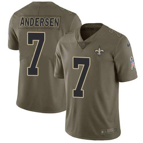  Saints 7 Morten Andersen Olive Salute To Service Limited Jersey