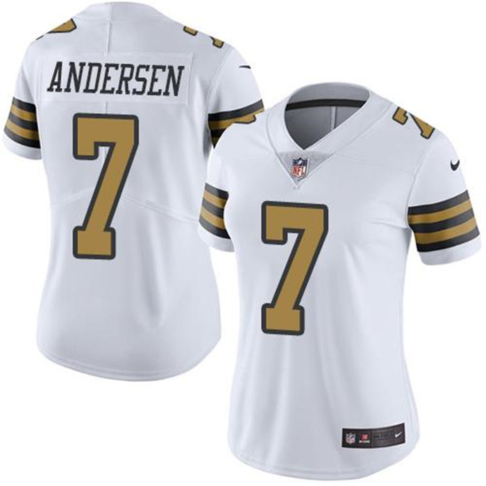  Saints 7 Morten Andersen White Women Color Rush Limited Jersey