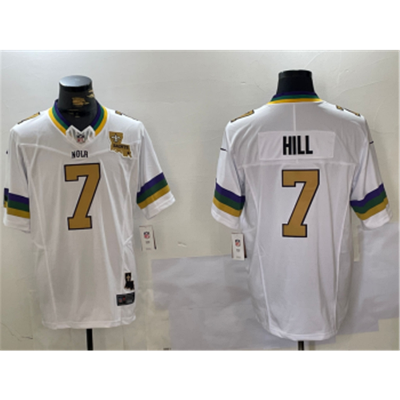 Nike Saints 7 Taysom Hill White Gold F.U.S.E. Vapor Limited Jersey