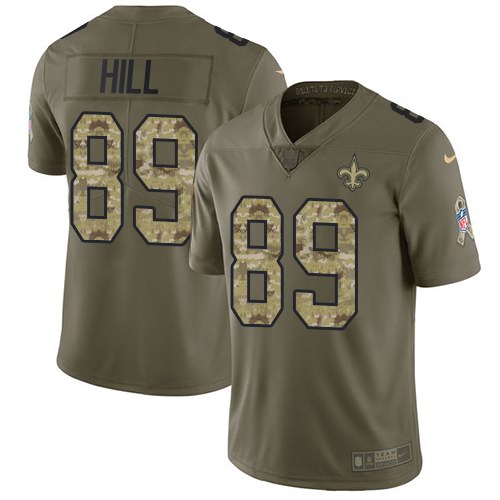  Saints 89 Josh Hill Olive Camo Salute To Service Limited Jersey