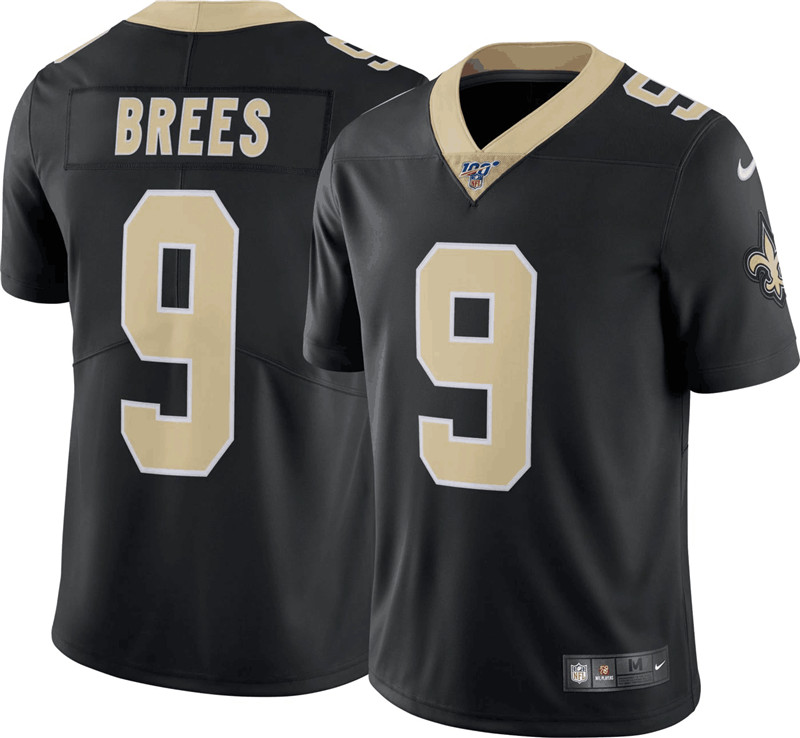 Nike Saints 9 Drew Brees Black 100th Season Vapor Untouchable Limited Jersey