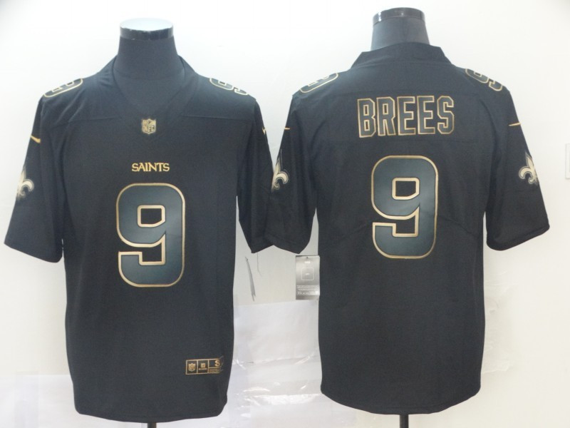 Nike Saints 9 Drew Brees Black Gold Vapor Untouchable Limited Jersey