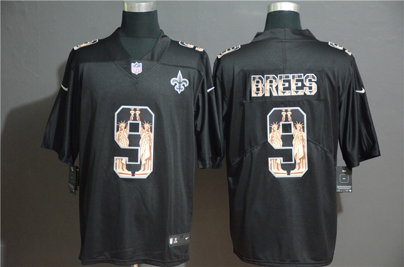 Nike Saints 9 Drew Brees Black Statue of Liberty Limited Jersey