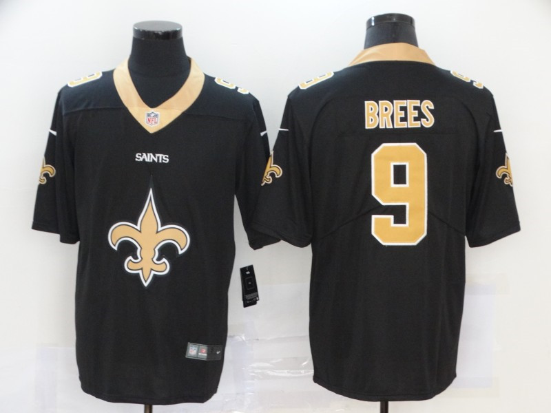 Nike Saints 9 Drew Brees Black Team Big Logo Vapor Untouchable Limited Jersey