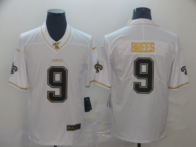 Nike Saints 9 Drew Brees White Gold Vapor Untouchable Limited Jersey