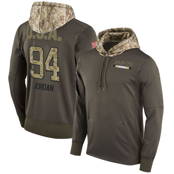  Saints 94 Cameron Jordan Olive Salute To Service Pullover Hoodie