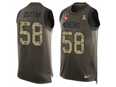  San Francisco 49ers 58 Jeremy Zuttah Limited Green Salute to Service Tank Top NFL Jersey