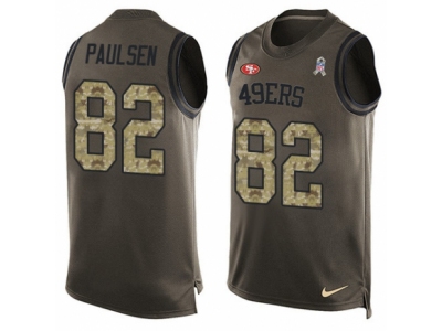  San Francisco 49ers 82 Logan Paulsen Limited Green Salute to Service Tank Top NFL Jersey