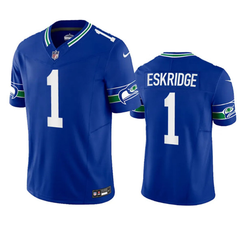 Nike Seahawks 1 Dee Eskridge Royal F.U.S.E. Vapor Limited Throwback Jersey
