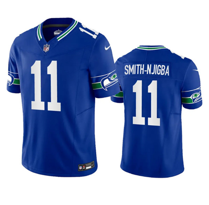 Nike Seahawks 11 Jaxon Smith Njigba Royal F.U.S.E. Vapor Limited Throwback Jersey