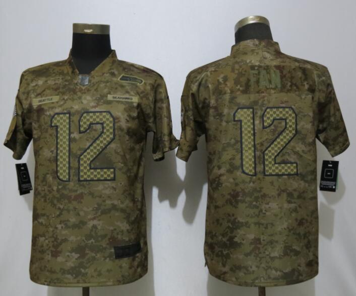  Seahawks 12 Fan Camo Women Salute To Service Limited Jersey