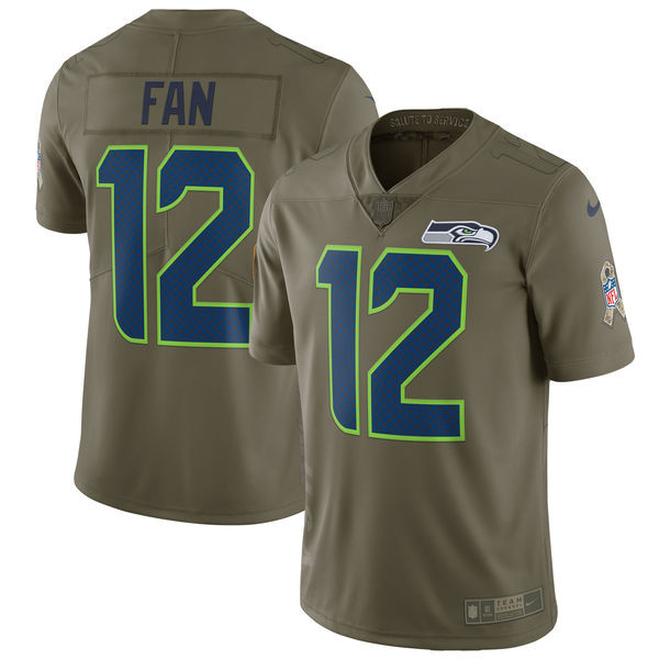  Seahawks 12 Fan Youth Olive Salute To Service Limited Jersey