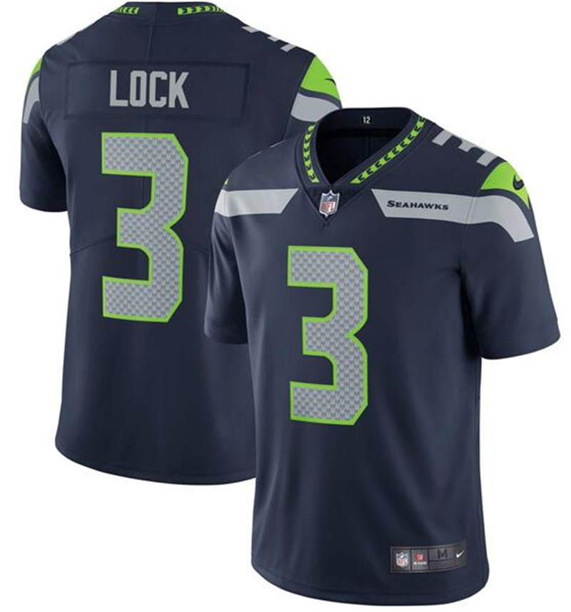 Nike Seahawks 3 Drew Lock Navy Vapor Limited Jersey