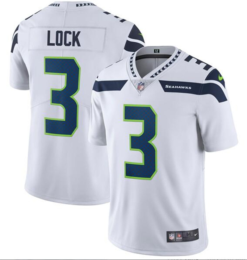 Nike Seahawks 3 Drew Lock White Vapor Limited Jersey