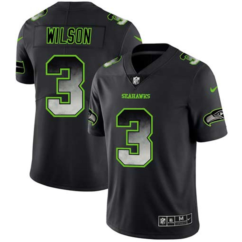 Nike Seahawks 3 Russell Wilson Black Arch Smoke Vapor Untouchable Limited Jersey