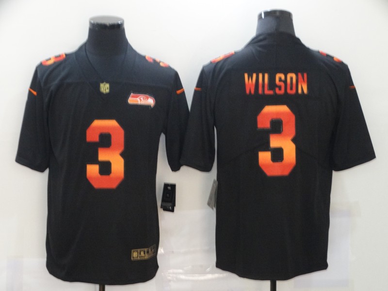 Nike Seahawks 3 Russell Wilson Black Colorful Fashion Limited Jersey