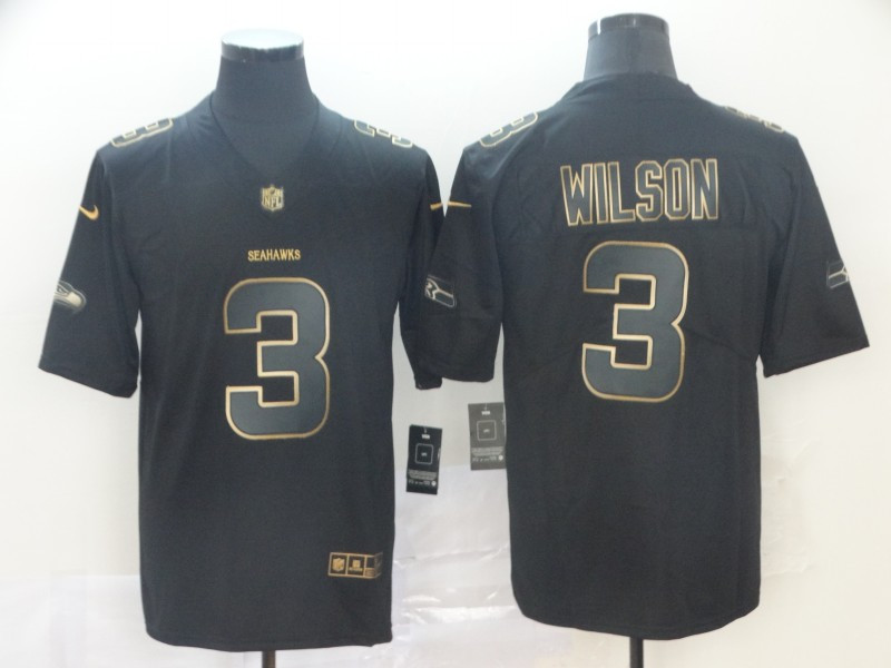 Nike Seahawks 3 Russell Wilson Black Gold Vapor Untouchable Limited Jersey