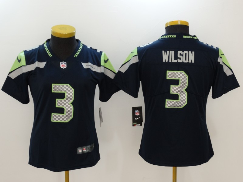  Seahawks 3 Russell Wilson Navy Vapor Untouchable Women Limited Jersey