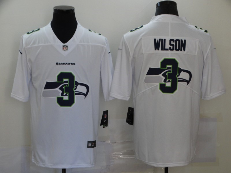 Nike Seahawks 3 Russell Wilson White Shadow Logo Limited Jersey